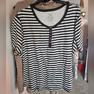 Womens' Faded Glory Black and White Striped Tee